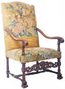 IMPRESSIVE 18TH CENTURY FRENCH WALNUT TAPESTRY ARMCHAIR