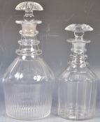 TWO EARLY 19TH CENTURY GEORGIAN GLASS DECANTERS