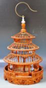 ANTIQUE EARLY 20TH CHINESE CARVED BAMBOO BIRDCAGE