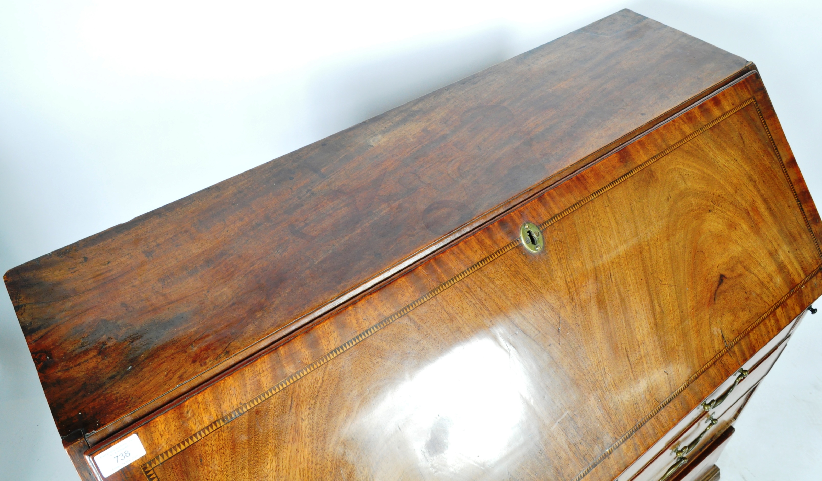 GEORGIAN INLAID MAHOGANY FULL FRONT BUREAU DESK - Image 5 of 19