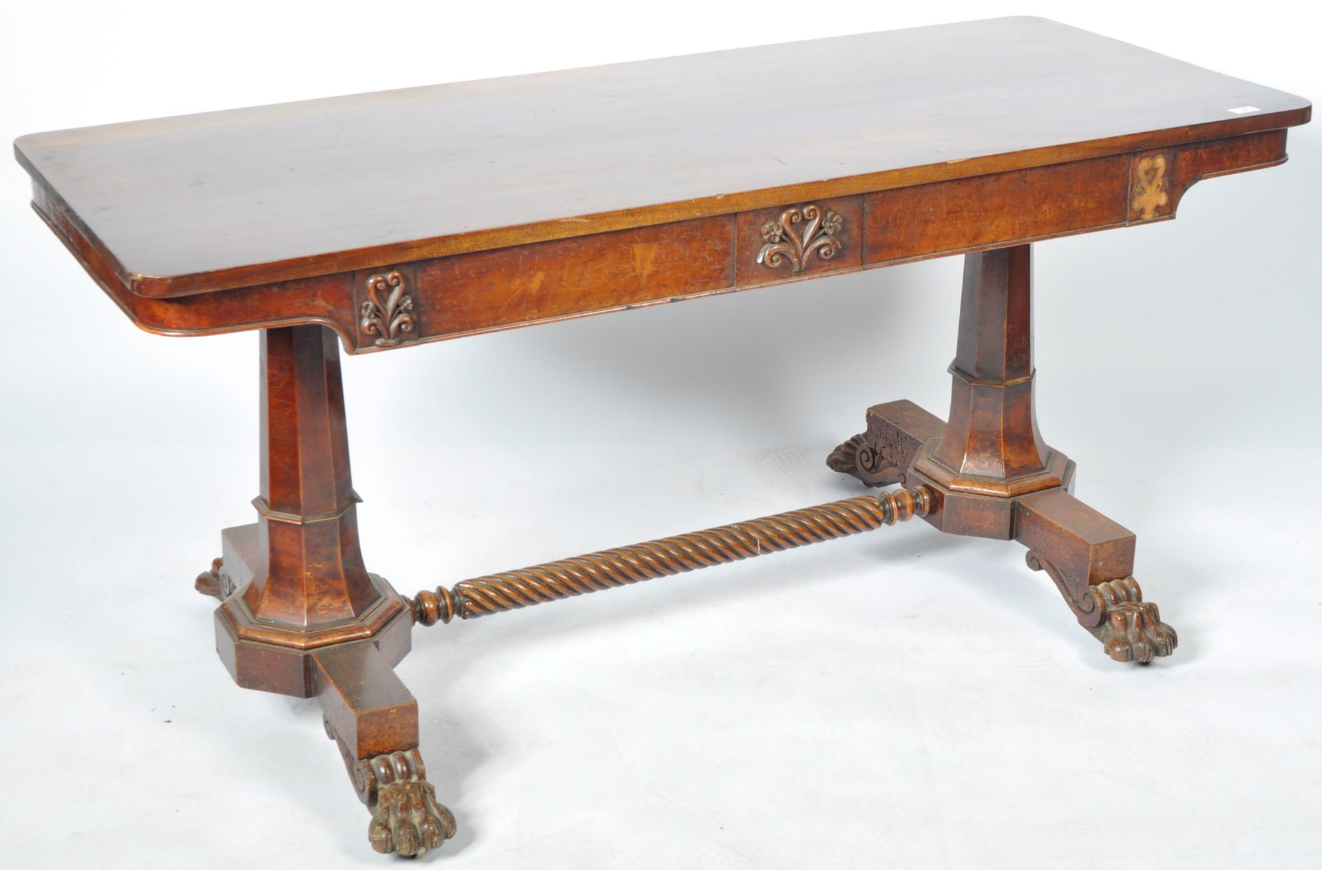 ANTIQUE 19TH CENTURY MAHOGANY LIBRARY TABLE - Image 3 of 11