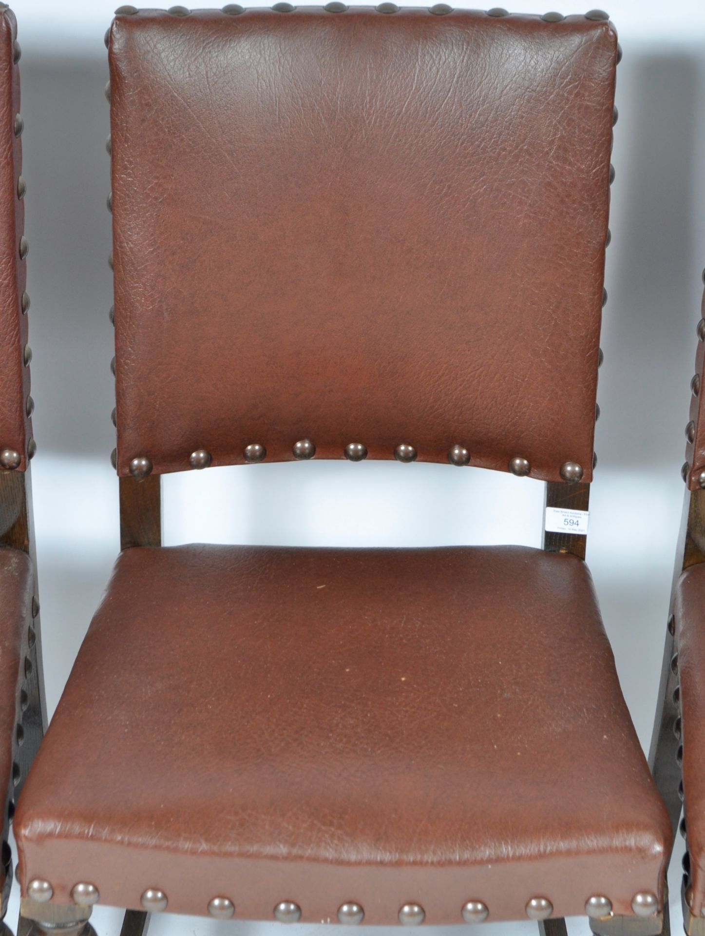 MATCHING SET OF TEN OAK AND LEATHERETTE DINING CHAIRS - Image 9 of 11