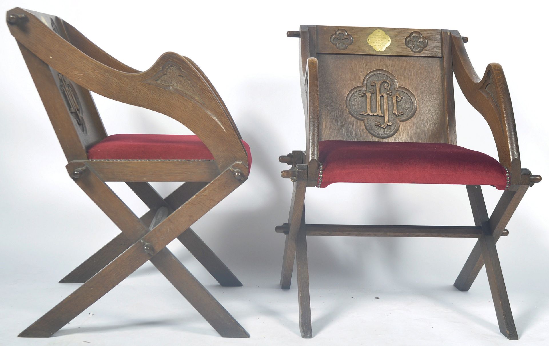 ATTRIBUTED TO AW PUGIN - PAIR OF OAK GOTHIC GLASTONBURY CHAIRS - Image 7 of 8