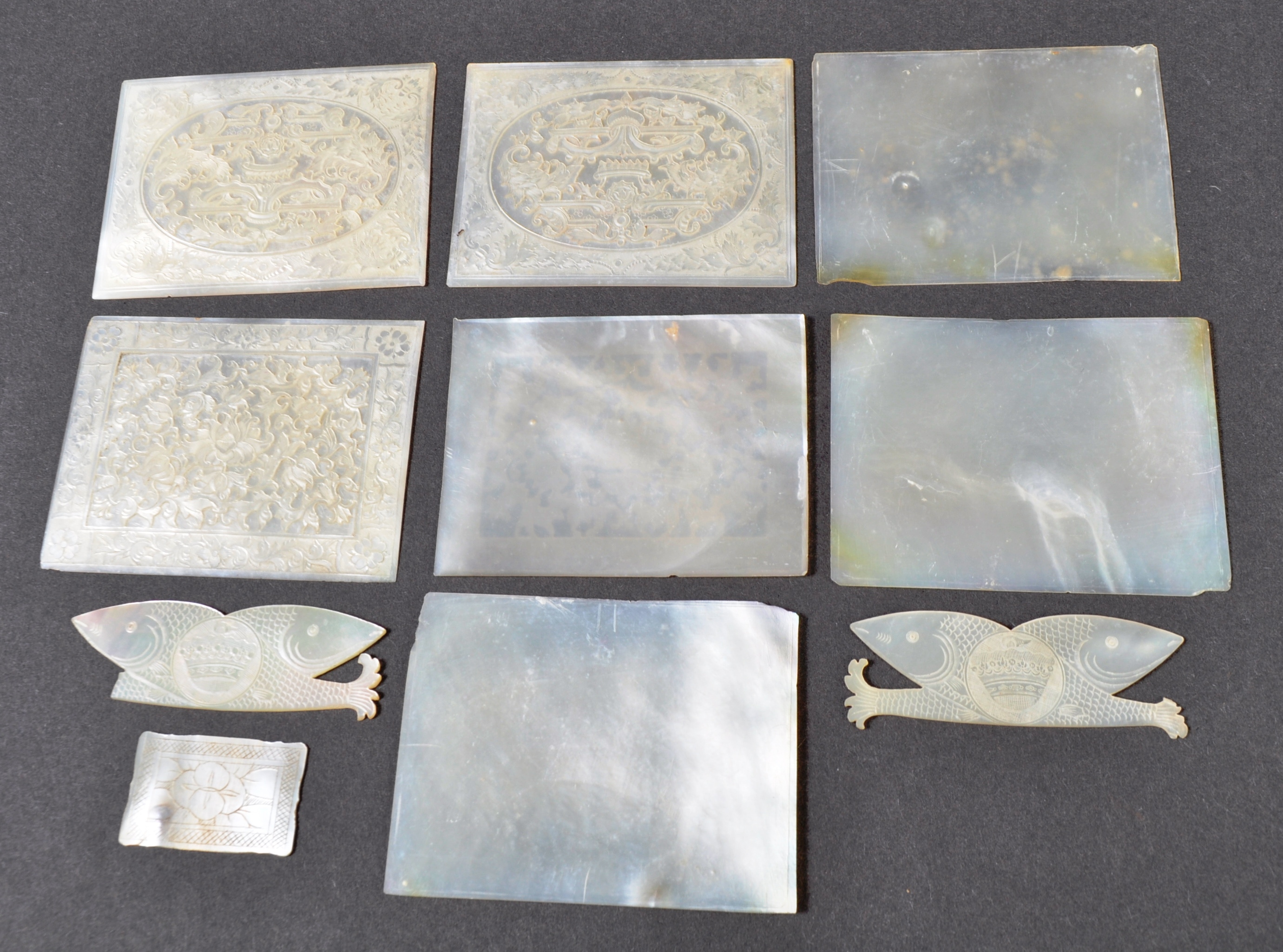 COLLECTION OF CHINESE ANTIQUE MOTHER OF PEARL GAMING TOKENS