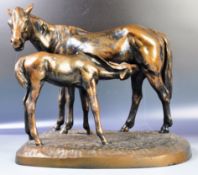 ANTIQUE RUSSIAN BRONZE EQUESTRIAN HORSES FIGURINE GROUP