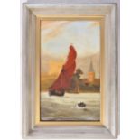 OIL ON CANVAS PAINTING OF A BOATING SCENE BY A KIRBY