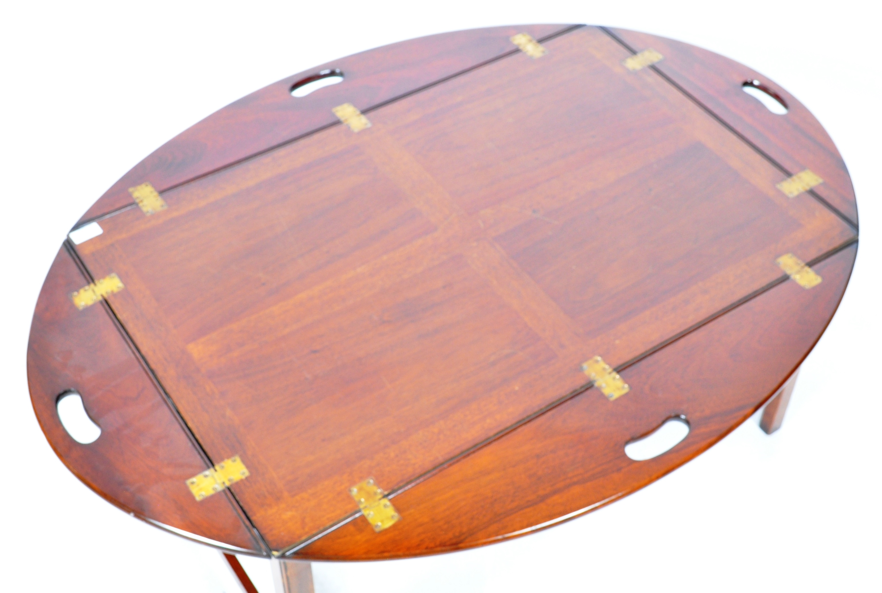 REPRODUCTION VICTORIAN BUTLERS TRAY ON STAND COFFEE TABLE - Image 5 of 6