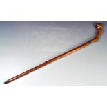 19TH CENTURY VICTORIAN CARVED BLACKTHORN WALKING STICK CANE