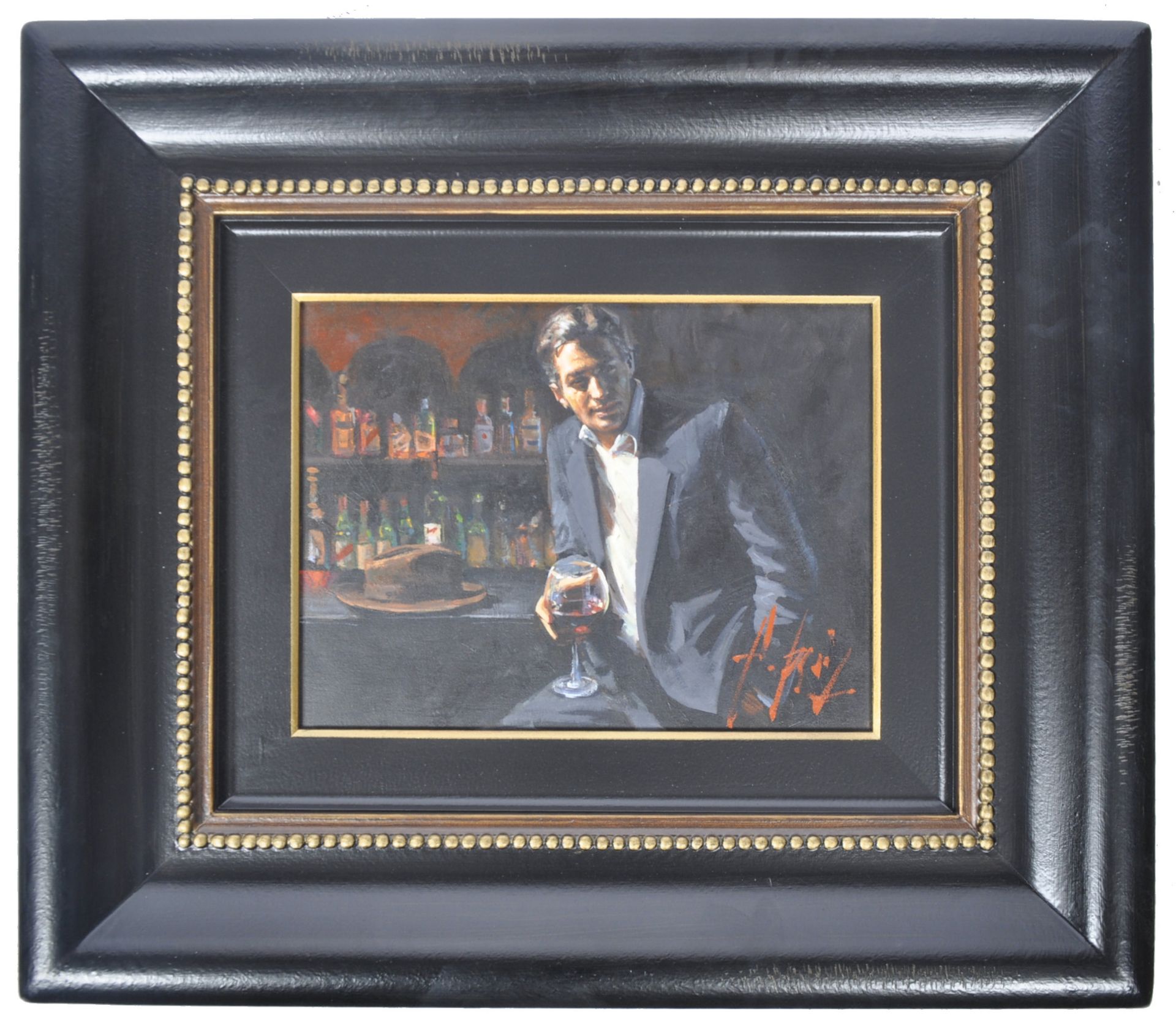 FABIAN PEREZ - MAN AT BAR WITH RED WINE - OIL ON CANVAS - Image 6 of 12