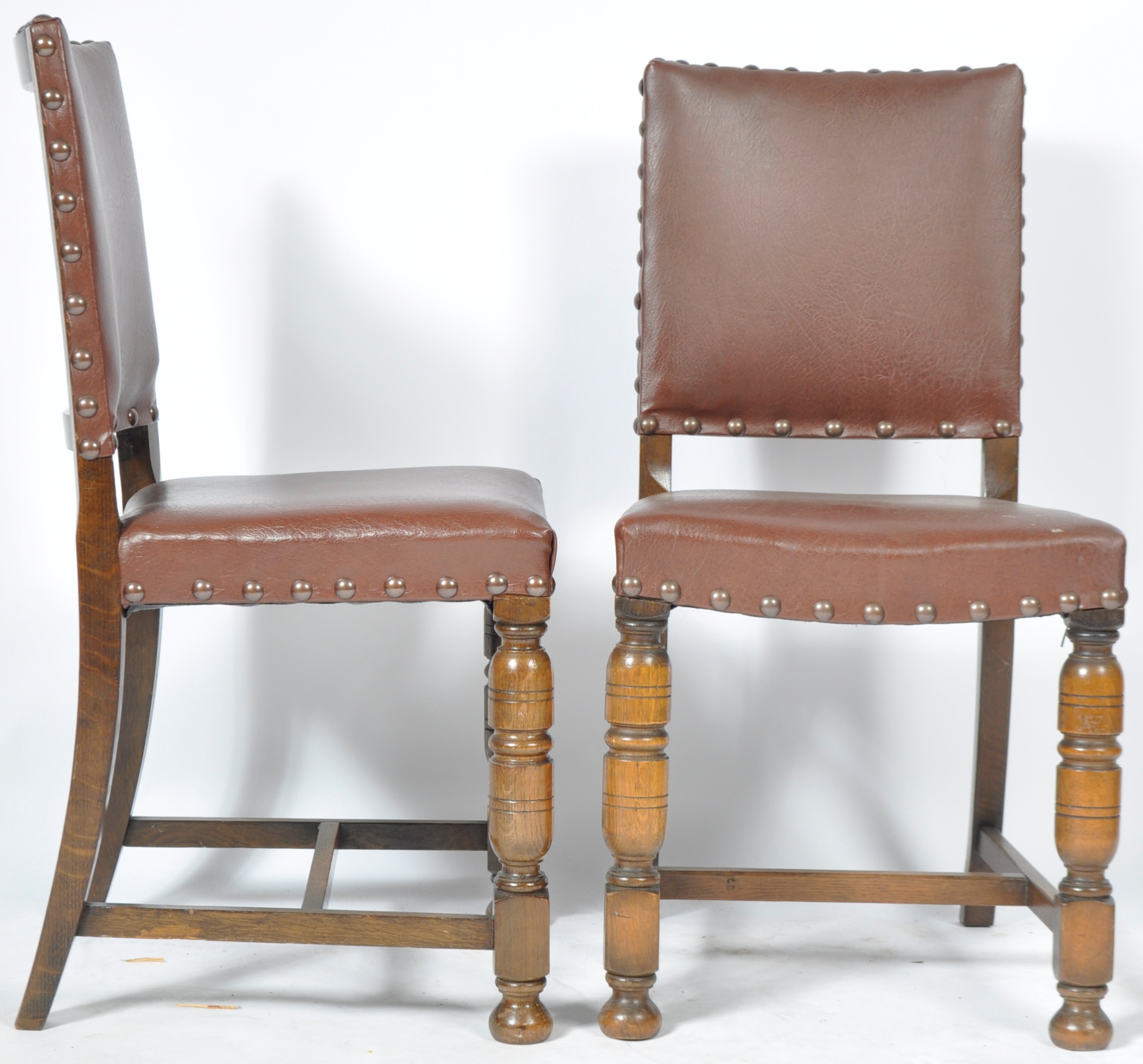 MATCHING SET OF TEN OAK AND LEATHERETTE DINING CHAIRS - Image 10 of 11