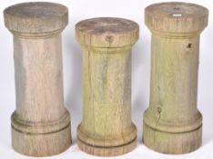 SET OF THREE ANTIQUE RUSTIC PINE COLUMNS / PLANTER STANDS