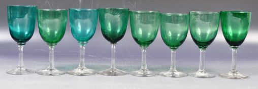 ANTIQUE GEORGIAN BRISTOL GREEN DRINKING GLASSES