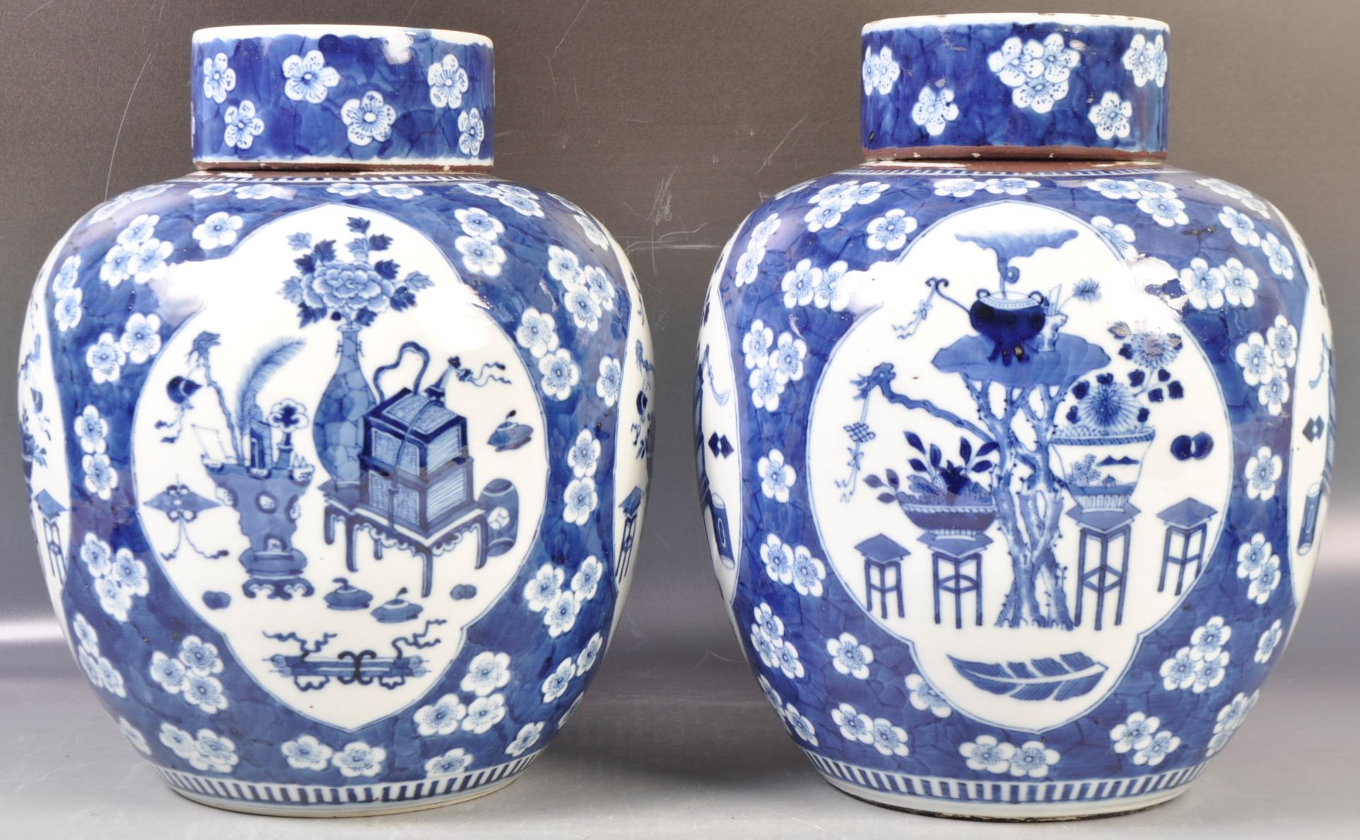 LARGE AND IMPRESSIVE PAIR OF CHINESE KANGXI MARK LIDDED JARS