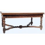 19TH CENTURY VICTORIAN SOLID CARVED OAK REFECTORY DINING TABLE