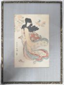 PAIR OF JAPANESE WOODBLOCK PRINTS OF GEISHA GIRLS