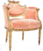 ANTIQUE FRENCH GILTWOOD PINK UPHOLSTERY BEDROOM CHAIR