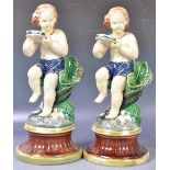 MATCHING PAIR OF 19TH CENTURY ITALIAN MAJOLICA DANCING FIGURES