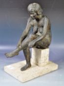 20TH CENTURY ENGLISH BRONZE NUDE SCULPTURE