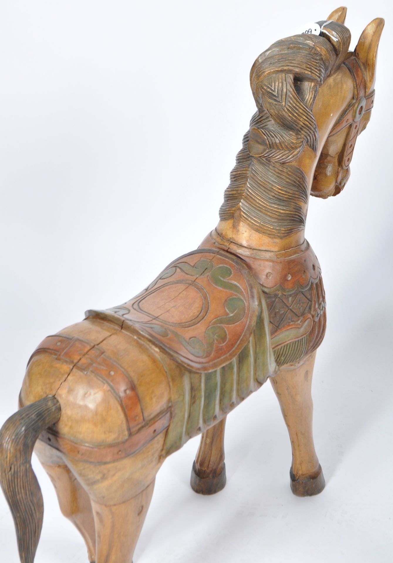PAIR OF HAND CARVED WOODEN FAIRGROUND STYLE HORSES - Image 9 of 11