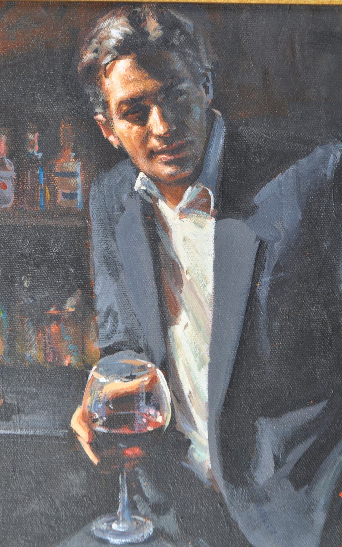 FABIAN PEREZ - MAN AT BAR WITH RED WINE - OIL ON CANVAS - Image 4 of 12