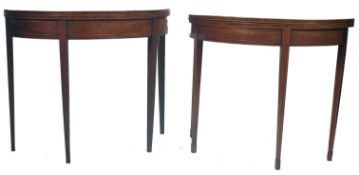 PAIR OF ANTIQUE GEORGIAN MAHOGANY CROSS BANDED CARD TABLES