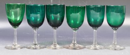 ANTIQUE GEORGIAN BRISTOL GREEN DRINKING GLASSES