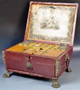 ANTIQUE EARLY 19TH CENTURY REGENCY LEATHER WORKBOX