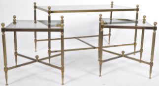 SET OF 20TH CENTURY FRENCH BRASS AND GLASS COFFEE TABLES