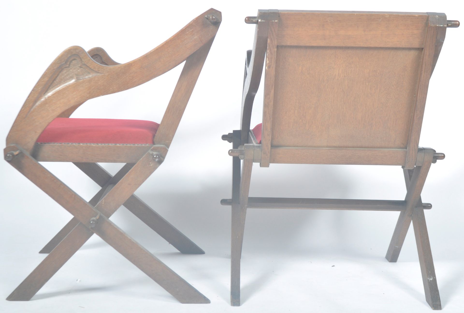 ATTRIBUTED TO AW PUGIN - PAIR OF OAK GOTHIC GLASTONBURY CHAIRS - Image 8 of 8