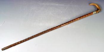 19TH CENTURY VICTORIAN BLACKTHORN AND HORN WALKING STICK CANE