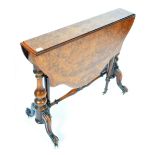 ANTIQUE VICTORIAN BURR WALNUT SUTHERLAND TABLE