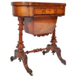ANTIQUE 19TH CENTURY WALNUT GAMES TABLE WORK BOX