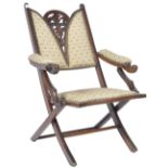 ANTIQUE ART NOUVEAU MAHOGANY FOLDING STEAMER CHAIR