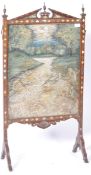 19TH CENTURY VICTORIAN SILK SCREEN SET WITHIN A MAHOGANY FRAME