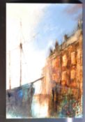 DAVID CHAMBERS - OIL ON BOARD PAINTING ENTITLED HISTORIC BRISTOL