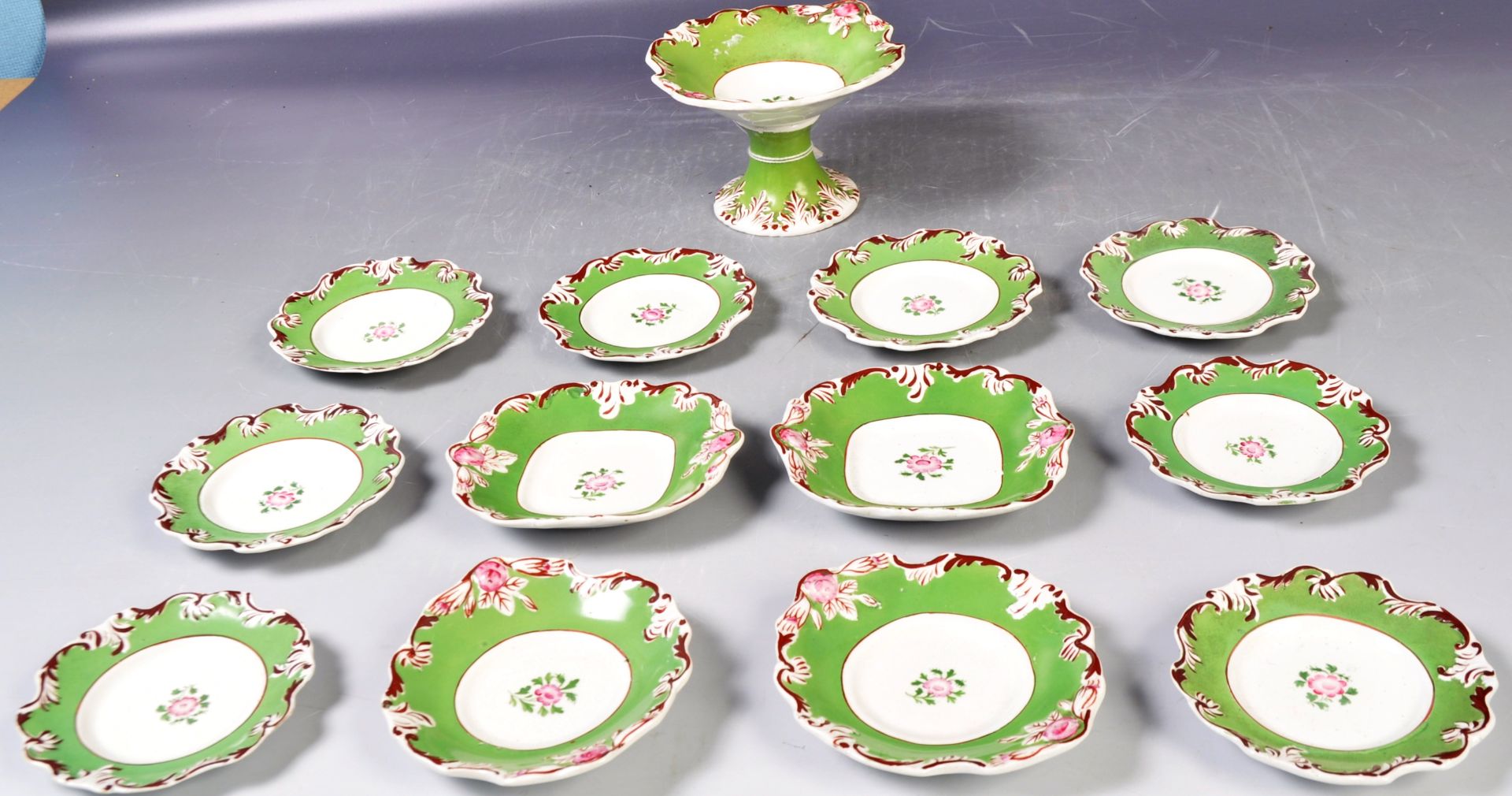 ANTIQUE 19TH CENTURY VICTORIAN CHILDS DESSERT SERVICE - Image 8 of 16