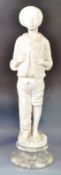 ANTIQUE 19TH CENTURY VICTORIAN ALABSTER BOY ON MARBLE BASE