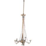 LARGE AND IMPRESSIVE ANTIQUE BRASS ELECTRIC CHANDELIER