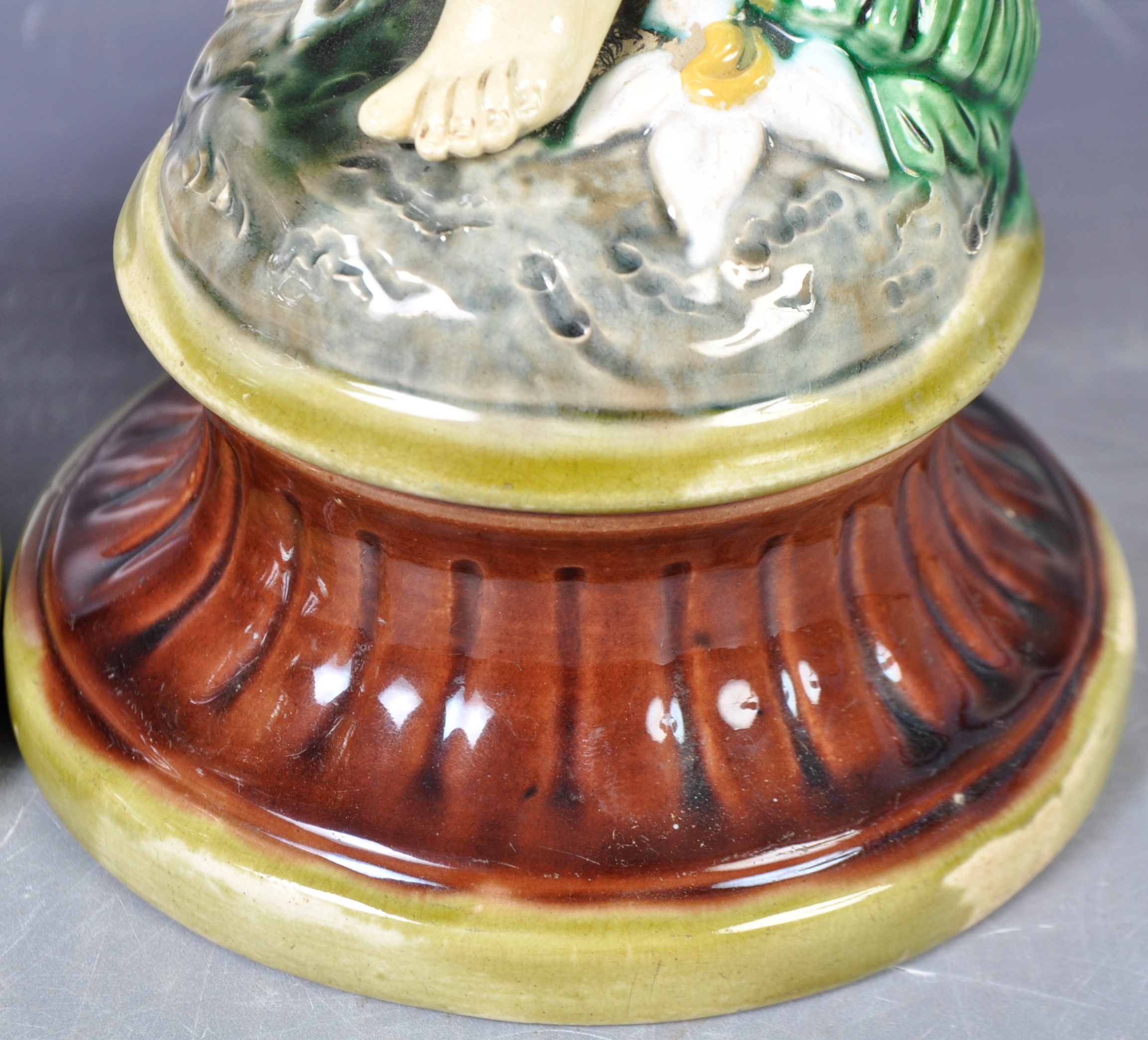 MATCHING PAIR OF 19TH CENTURY ITALIAN MAJOLICA DANCING FIGURES - Image 5 of 7