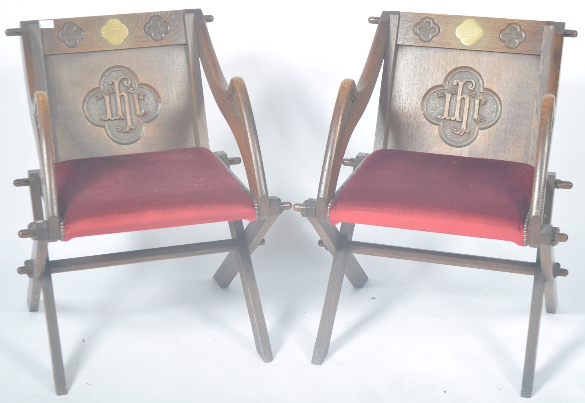 ATTRIBUTED TO AW PUGIN - PAIR OF OAK GOTHIC GLASTONBURY CHAIRS - Image 3 of 8