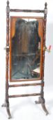 19TH CENTURY VICTORIAN TURNED MAHOGANY CHEVAL MIRROR