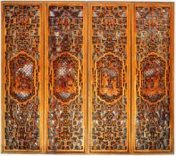 SET OF FOUR CHINESE HAND CARVED WOODEN PANELS