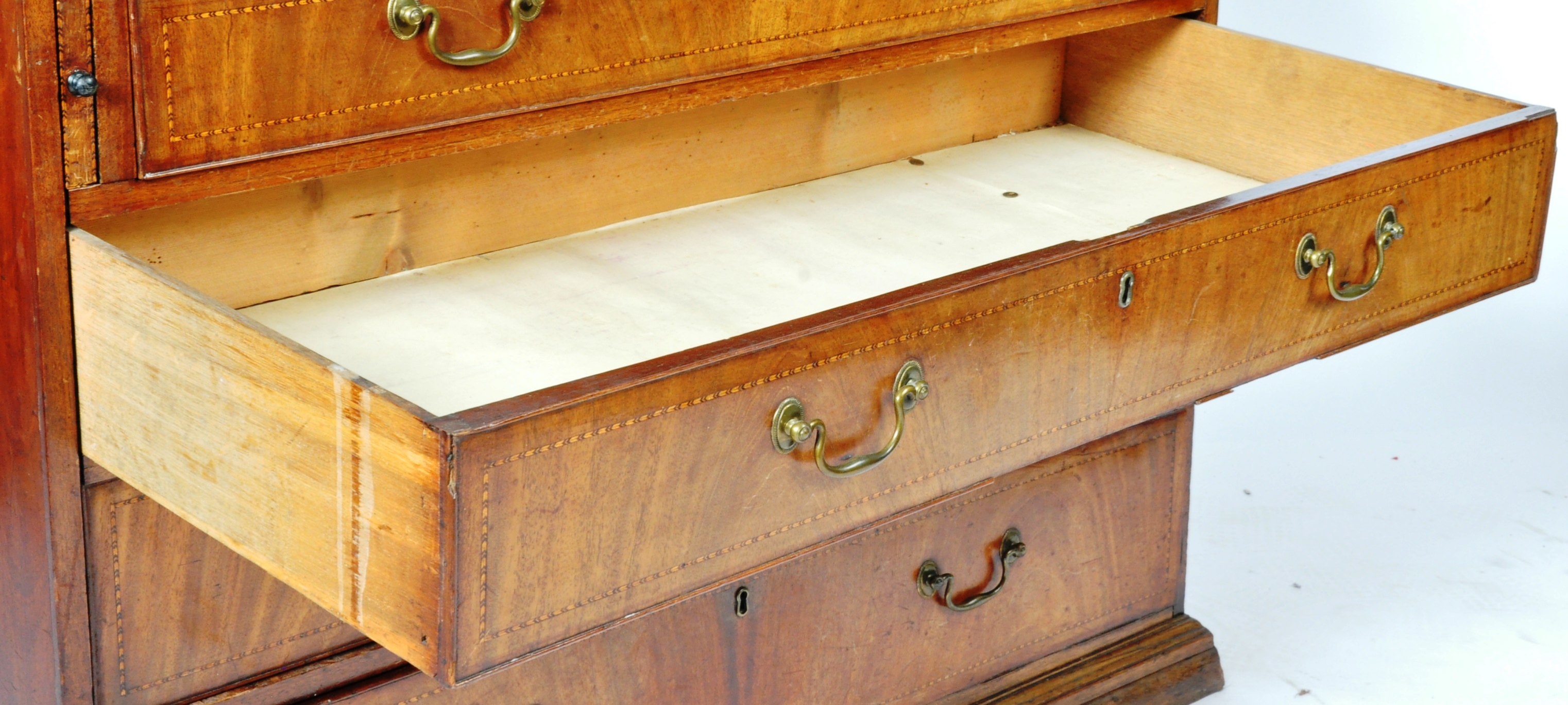 GEORGIAN INLAID MAHOGANY FULL FRONT BUREAU DESK - Image 17 of 19