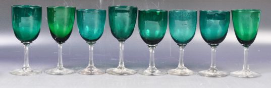 ANTIQUE GEORGIAN BRISTOL GREEN DRINKING GLASSES