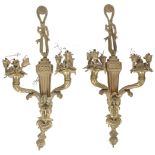 PAIR OF EARLY 20TH CENTURY GILT BRONZE ORMOLU WALL LIGHTS