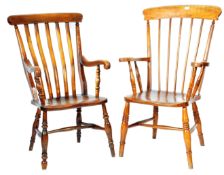 NEAR PAIR OF ANTIQUE 19TH CENTURY FARMHOUSE WINDSOR CHAIRS