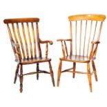 NEAR PAIR OF ANTIQUE 19TH CENTURY FARMHOUSE WINDSOR CHAIRS