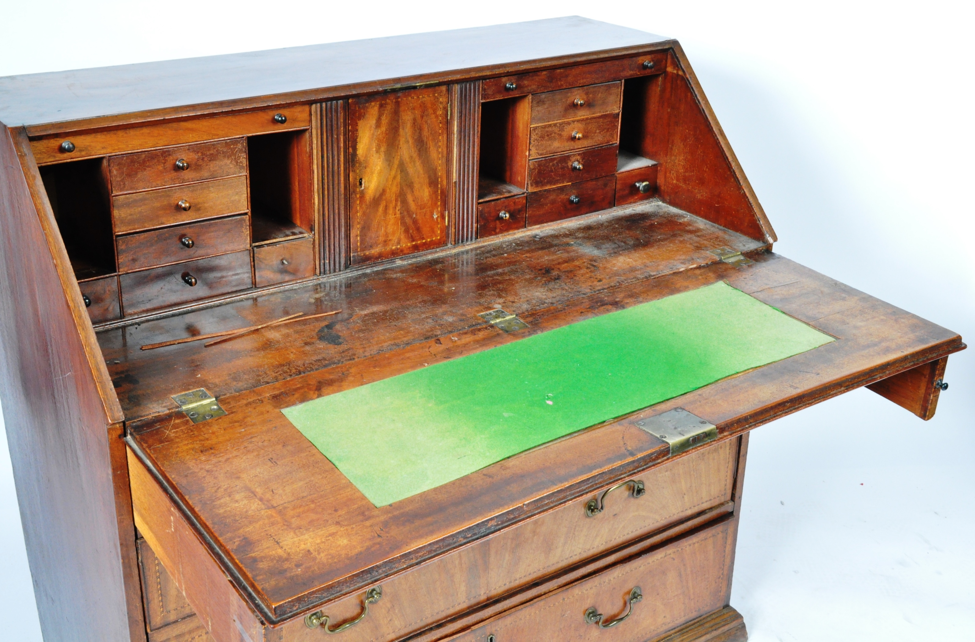 GEORGIAN INLAID MAHOGANY FULL FRONT BUREAU DESK - Image 6 of 19