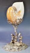 19TH CENTURY SILVER PLATED NAUTILUS SHELL DISPLAY STAND