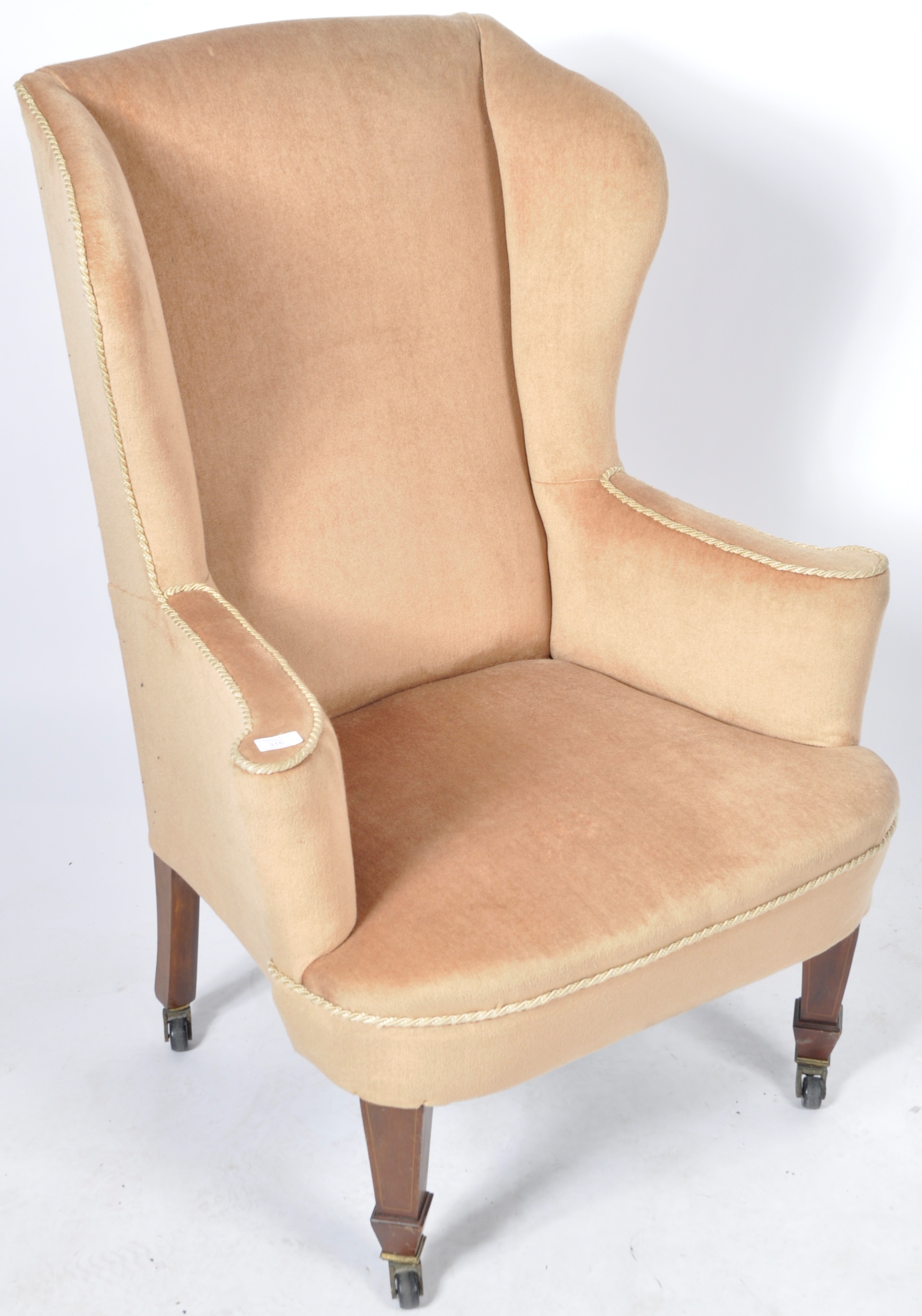 ANTIQUE 19TH CENTURY WINGBACK FIRESIDE ARMCHAIR - Image 2 of 6